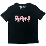 Kids RAW Drip Pink Chenille Crew Neck - Black - Rawyalty Clothing