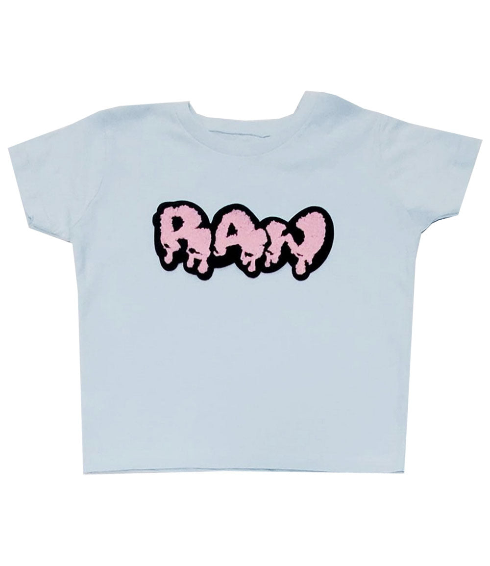 Kids RAW Drip Pink Chenille Crew Neck - Light Blue - Rawyalty Clothing
