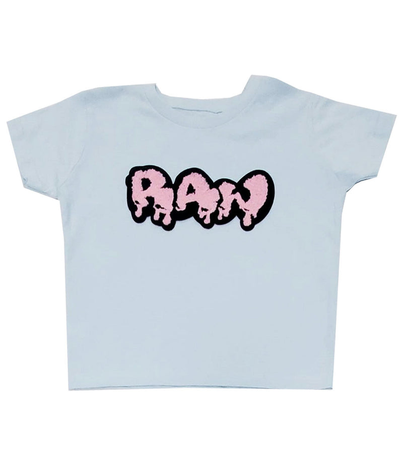 Kids RAW Drip Pink Chenille Crew Neck - Light Blue - Rawyalty Clothing