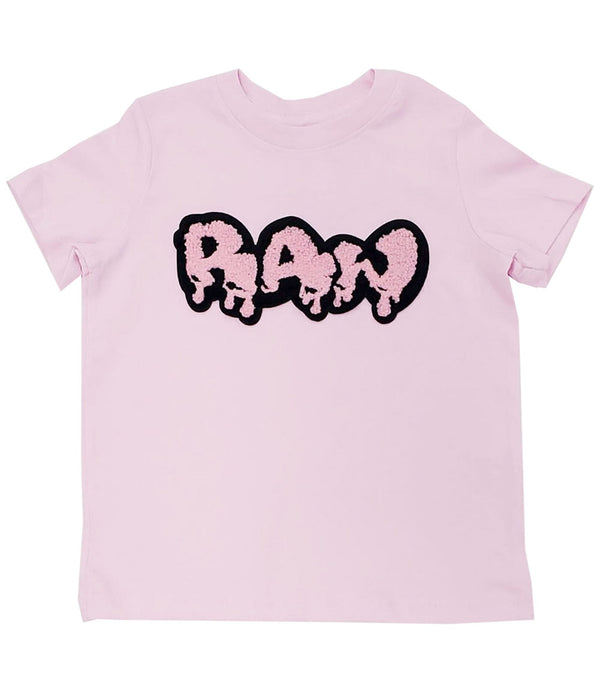 Kids RAW Drip Pink Chenille Crew Neck - Pink - Rawyalty Clothing