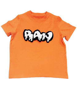 Kids RAW Drip White Chenille Crew Neck - Orange - Rawyalty Clothing