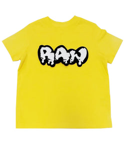 Kids RAW Drip White Chenille Crew Neck - Yellow - Rawyalty Clothing