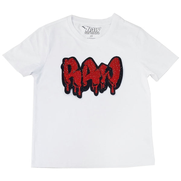 Kids RAW Drip Red Bling Crew Neck T-Shirt - Rawyalty Clothing