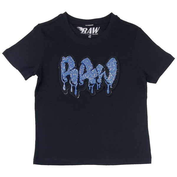Kids RAW Drip Sapphire Bling Crew Neck T-Shirt - Rawyalty Clothing