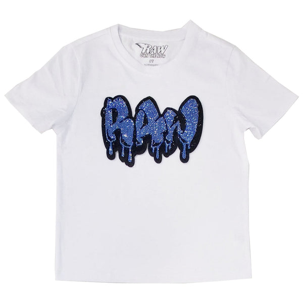 Kids RAW Drip Sapphire Bling Crew Neck T-Shirt - Rawyalty Clothing