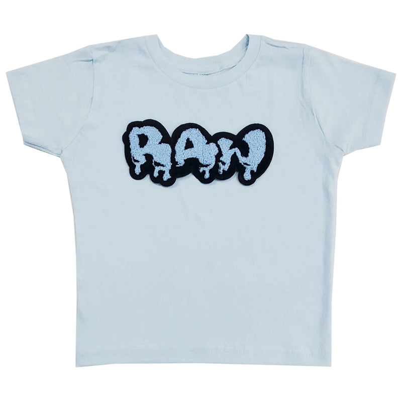 Kids RAW Drip Sky Chenille Crew Neck T-Shirts - Rawyalty Clothing