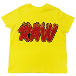 Kids RAW Flame Red Chenille Crew Neck - Yellow - Rawyalty Clothing