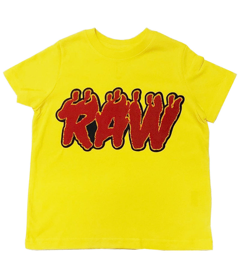 Kids RAW Flame Red Chenille Crew Neck - Yellow - Rawyalty Clothing