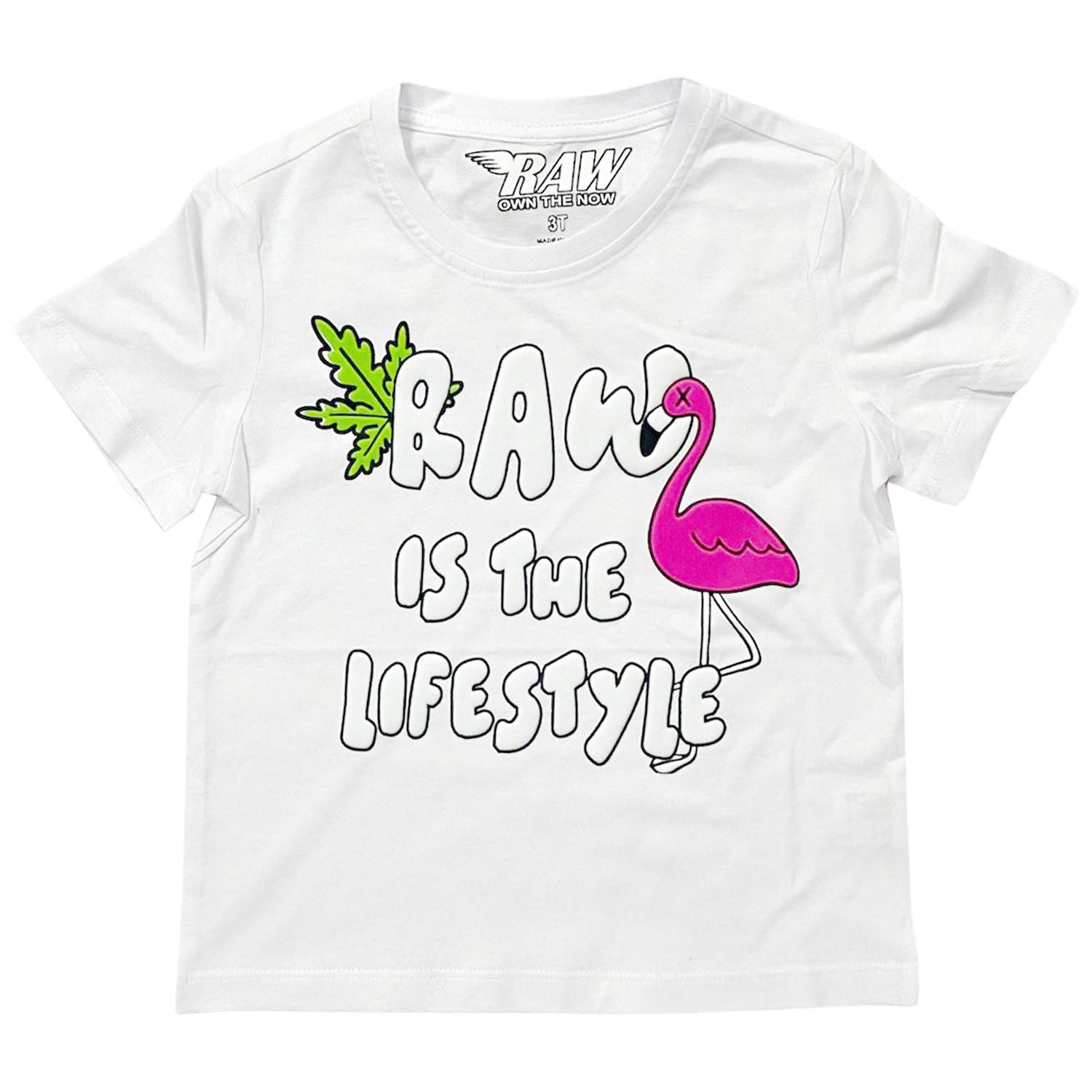 Kids RAW Way Puff Print Crew Neck - White - Rawyalty Clothing