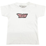 Kids RAW Wing Pink Chenille Crew Neck - White - Rawyalty Clothing