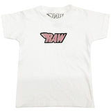 Kids RAW Wing Pink Chenille Crew Neck - White - Rawyalty Clothing