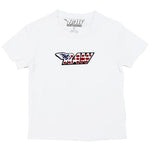 Kids RAW Wing USA Chenille Crew Neck - White - Rawyalty Clothing