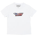Kids RAW Wing USA Chenille Crew Neck - White - Rawyalty Clothing