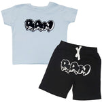Kids RAW Drip Black Chenille Crew Neck T-Shirt and Cotton Shorts Set - Rawyalty Clothing
