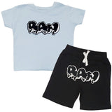 Kids RAW Drip Black Chenille Crew Neck T-Shirt and Cotton Shorts Set - Rawyalty Clothing