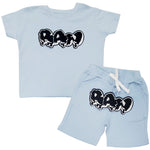 Kids RAW Drip Black Chenille Crew Neck T-Shirt and Cotton Shorts Set - Rawyalty Clothing