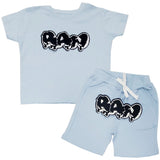 Kids RAW Drip Black Chenille Crew Neck T-Shirt and Cotton Shorts Set - Rawyalty Clothing