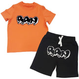 Kids RAW Drip Black Chenille Crew Neck T-Shirt and Cotton Shorts Set - Rawyalty Clothing