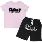 Kids RAW Drip Black Chenille Crew Neck T-Shirt and Cotton Shorts Set - Rawyalty Clothing