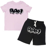 Kids RAW Drip Black Chenille Crew Neck T-Shirt and Cotton Shorts Set - Rawyalty Clothing