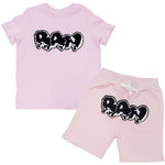 Kids RAW Drip Black Chenille Crew Neck T-Shirt and Cotton Shorts Set - Rawyalty Clothing