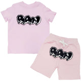 Kids RAW Drip Black Chenille Crew Neck T-Shirt and Cotton Shorts Set - Rawyalty Clothing