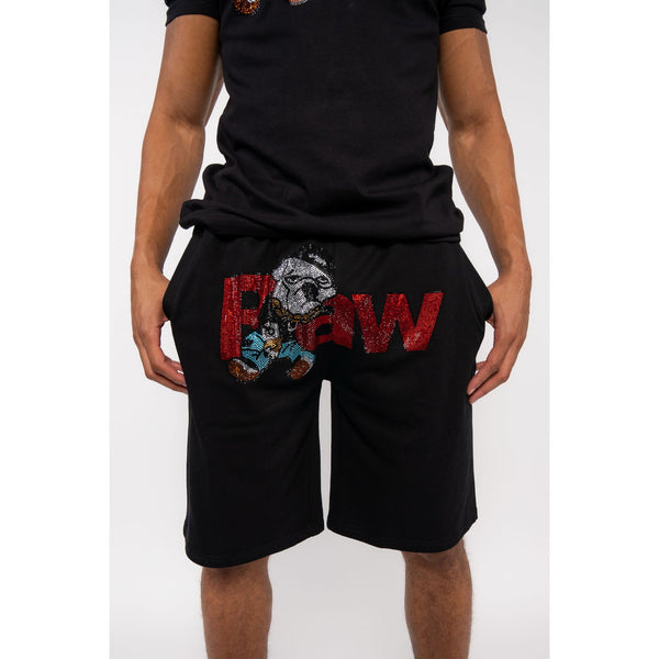 Men RAW Bulldog Bling Cotton Shorts - Rawyalty Clothing