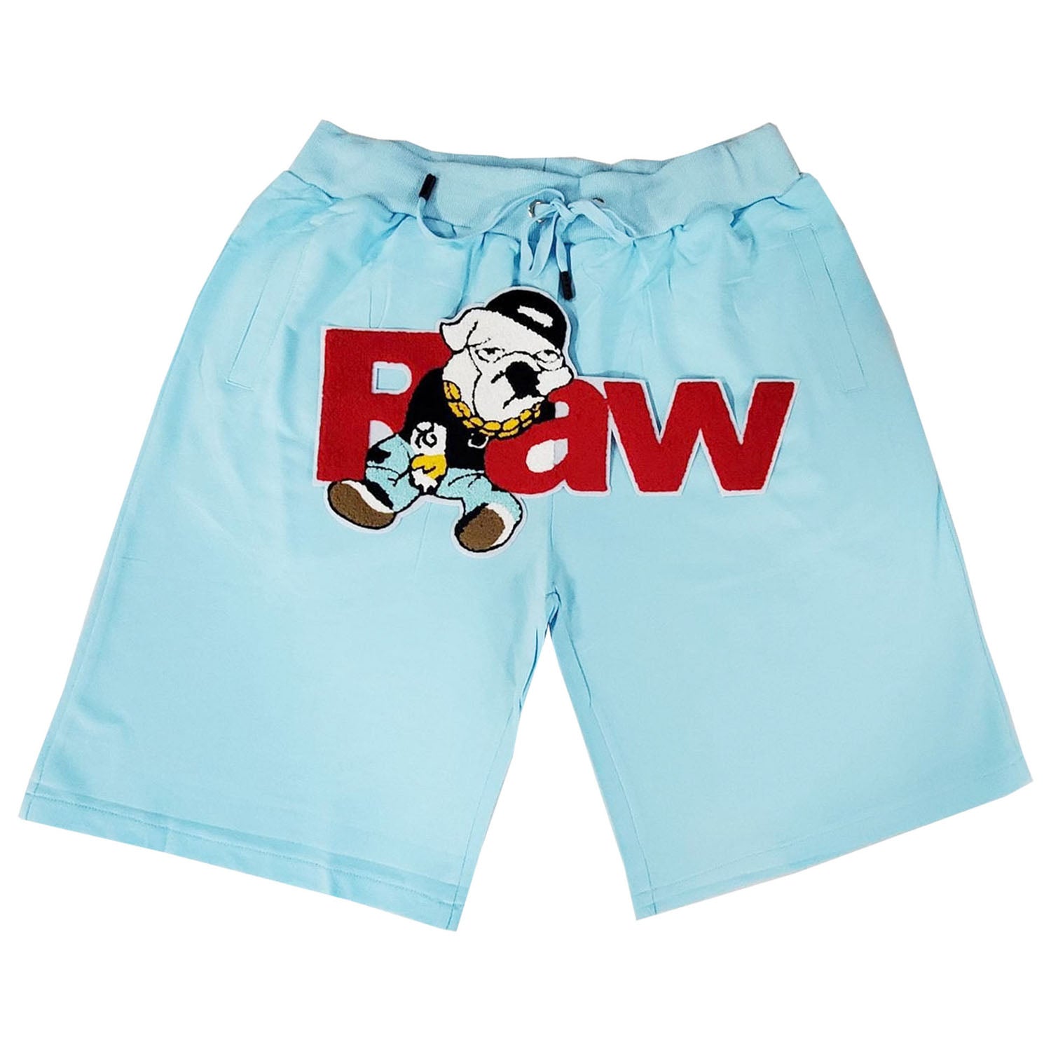 Men RAW Bulldog Chenille Cotton Shorts - Rawyalty Clothing