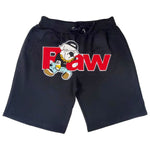Men RAW Bulldog Chenille Cotton Shorts - Rawyalty Clothing