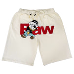 Men RAW Bulldog Chenille Cotton Shorts - Rawyalty Clothing