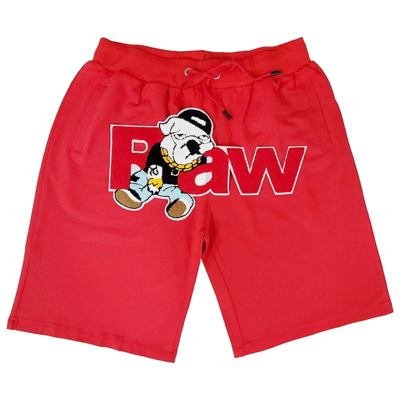 Men RAW Bulldog Chenille Cotton Shorts - Rawyalty Clothing
