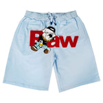 Men RAW Bulldog Chenille Cotton Shorts - Rawyalty Clothing