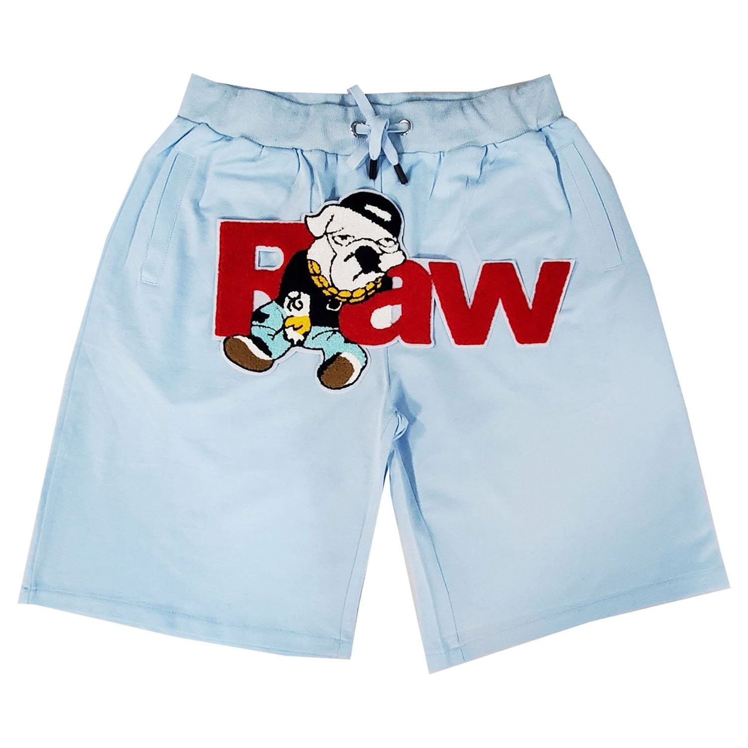Men RAW Bulldog Chenille Cotton Shorts - Rawyalty Clothing