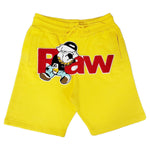 Men RAW Bulldog Chenille Cotton Shorts - Rawyalty Clothing