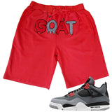 Men GOAT Red/Grey Chenille Cotton Shorts - Rawyalty Clothing