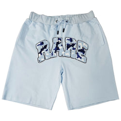 Men RARE Camo Blue Chenille Cotton Shorts - Rawyalty Clothing