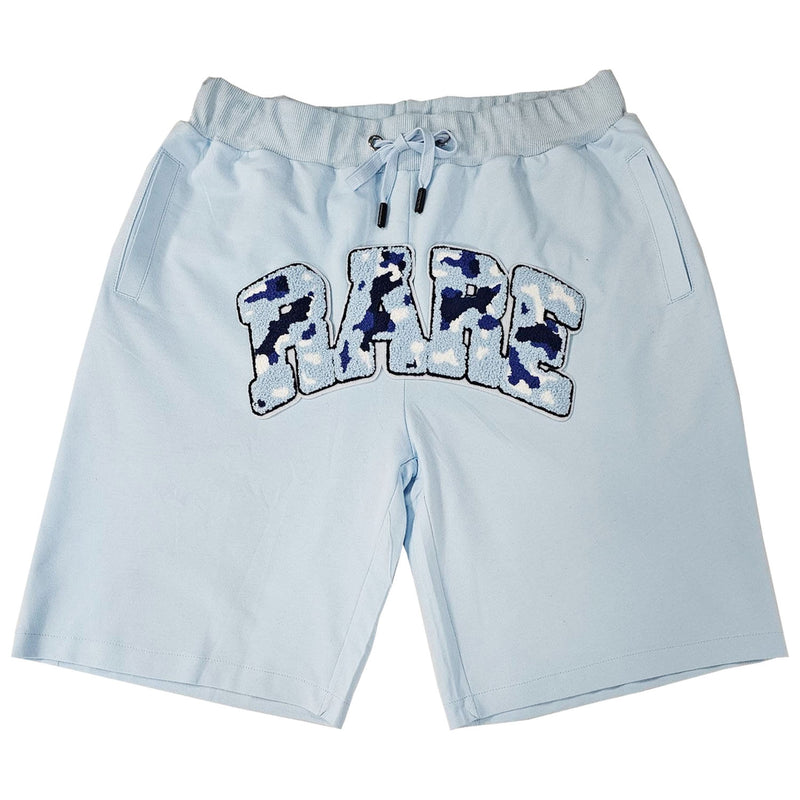 Men RARE Camo Blue Chenille Cotton Shorts - Rawyalty Clothing