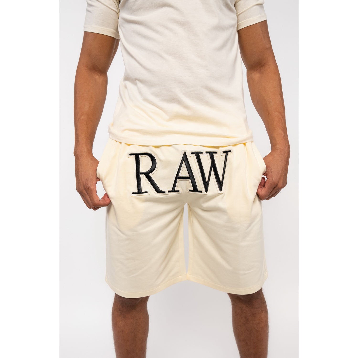 Men RAW 3D Black Chenille Cotton Shorts - Rawyalty Clothing