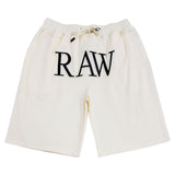 Men RAW 3D Black Chenille Cotton Shorts - Rawyalty Clothing