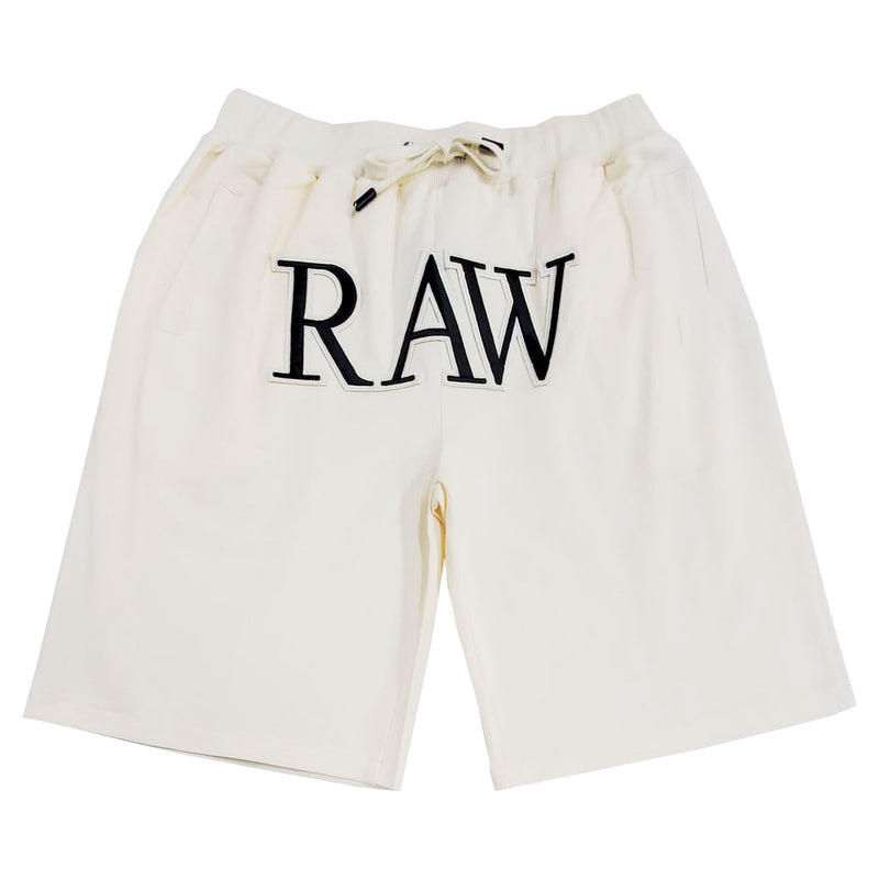 Men RAW 3D Black Chenille Cotton Shorts - Rawyalty Clothing