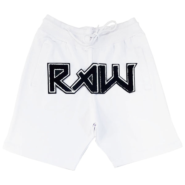 Men RAW Edition 1 Black Chenille Cotton Shorts - Rawyalty Clothing