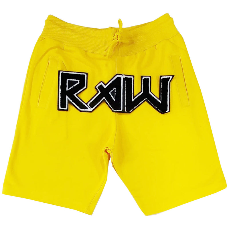 Men RAW Edition 1 Black Chenille Cotton Shorts - Rawyalty Clothing