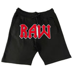 Men RAW Edition 3 Red Chenille Cotton Shorts - Rawyalty Clothing