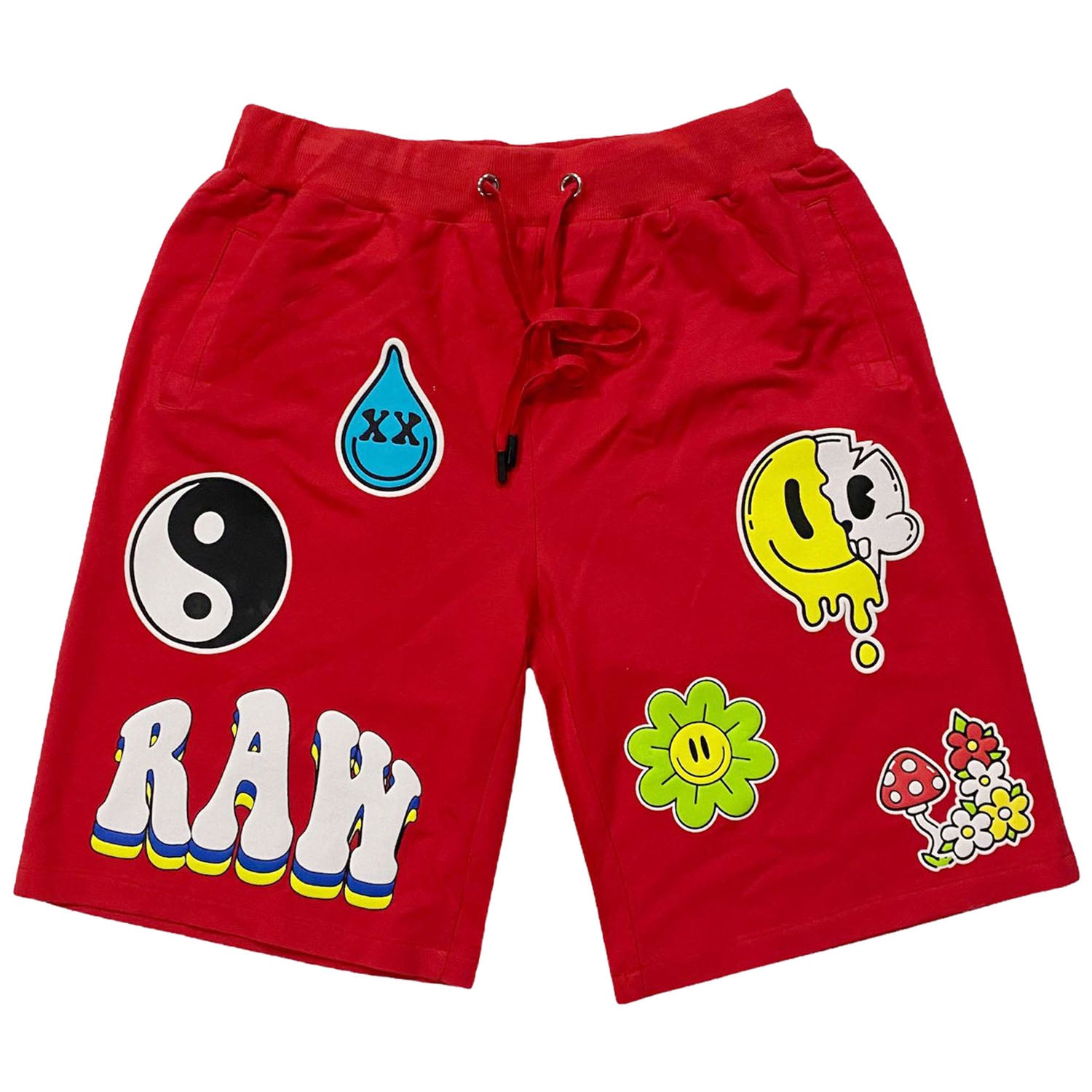 Men Smiley Drip Puff Print Shorts - Rawyalty Clothing
