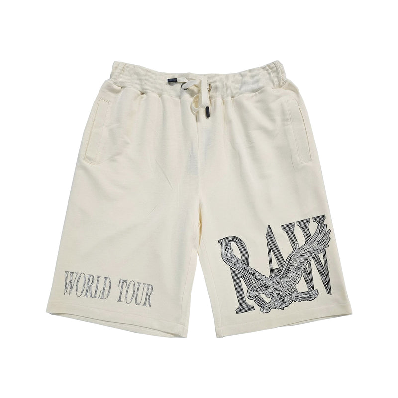 Men RAW World Tour Black Bling Cotton Shorts - Rawyalty Clothing