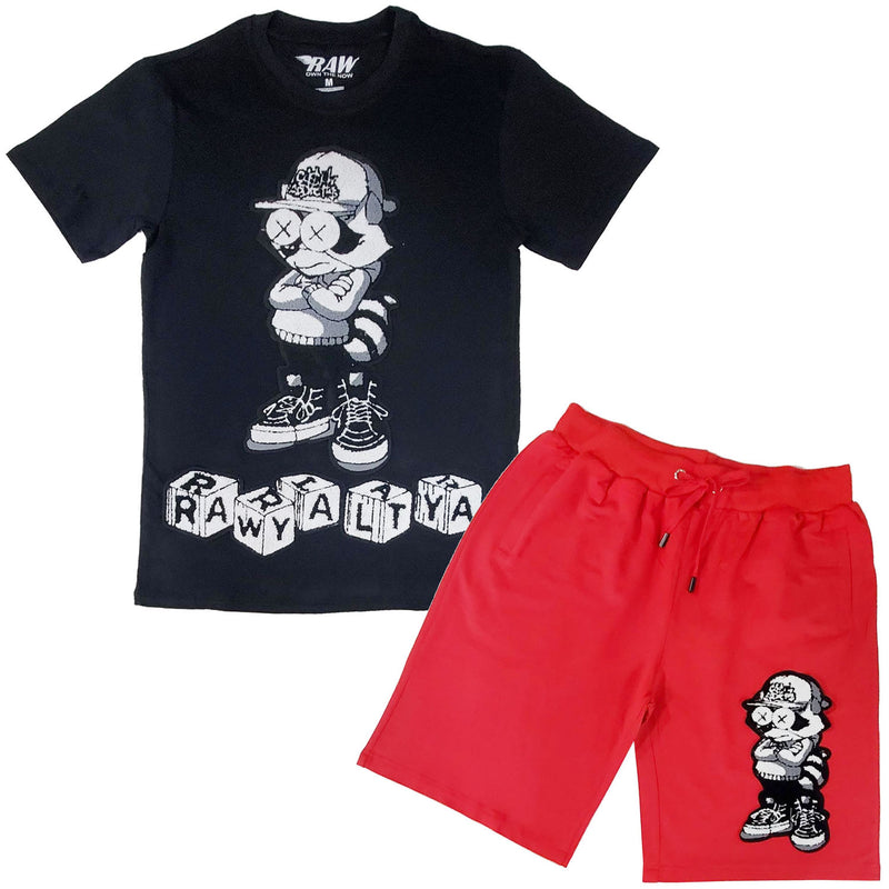 Men Cash Addicted Chenille Crew Neck T-Shirts and Cotton Shorts Set - Rawyalty Clothing