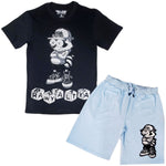 Men Cash Addicted Chenille Crew Neck T-Shirts and Cotton Shorts Set - Rawyalty Clothing