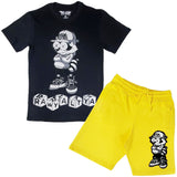 Men Cash Addicted Chenille Crew Neck T-Shirts and Cotton Shorts Set - Rawyalty Clothing