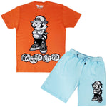 Men Cash Addicted Chenille Crew Neck T-Shirts and Cotton Shorts Set - Rawyalty Clothing