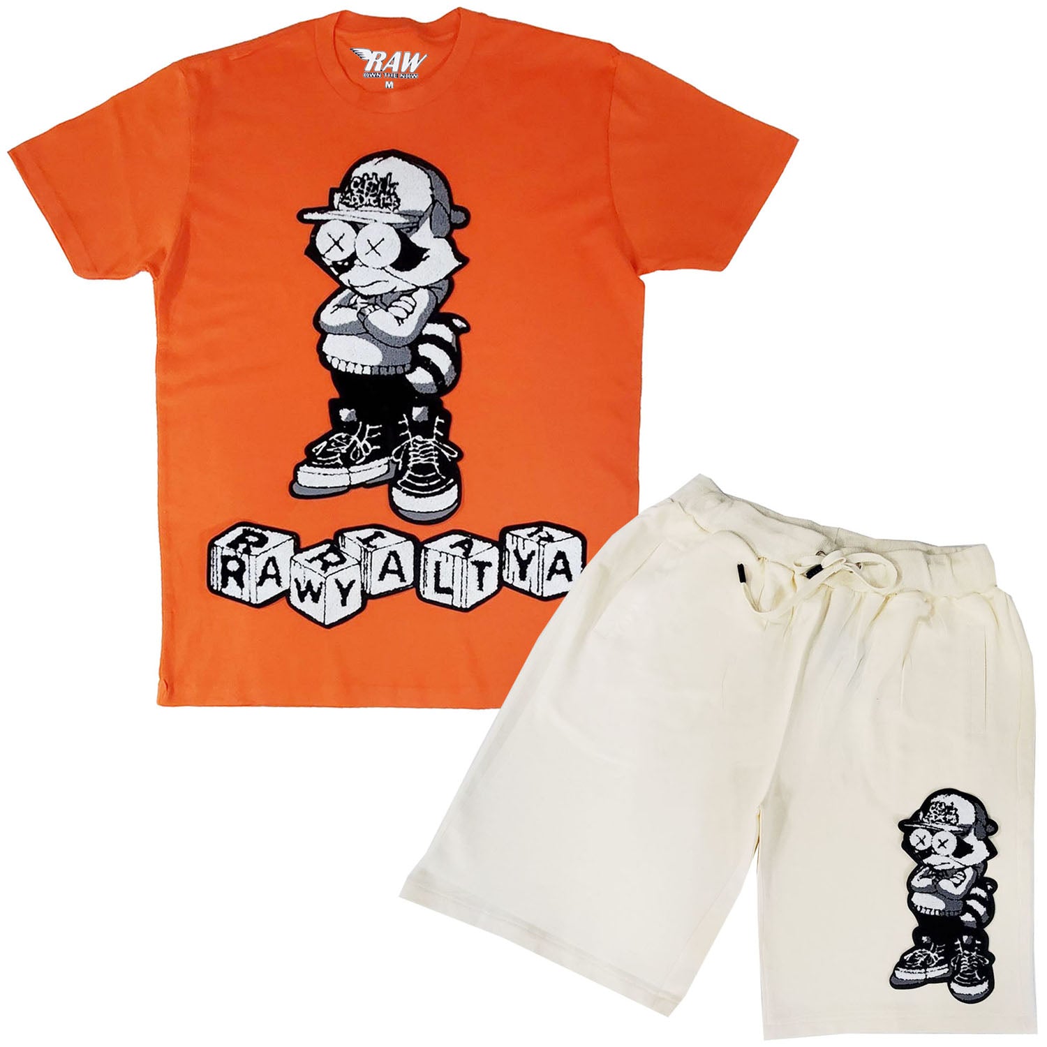 Men Cash Addicted Chenille Crew Neck T-Shirts and Cotton Shorts Set - Rawyalty Clothing